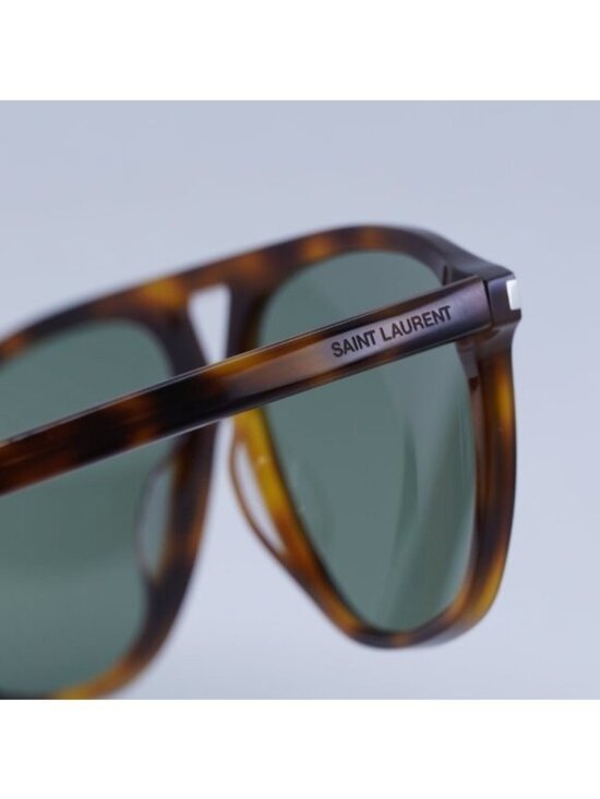 Saint Laurent SL596 DUNE 002 Sunglasses Havana Aviator Frame, Green Lenses main image 8